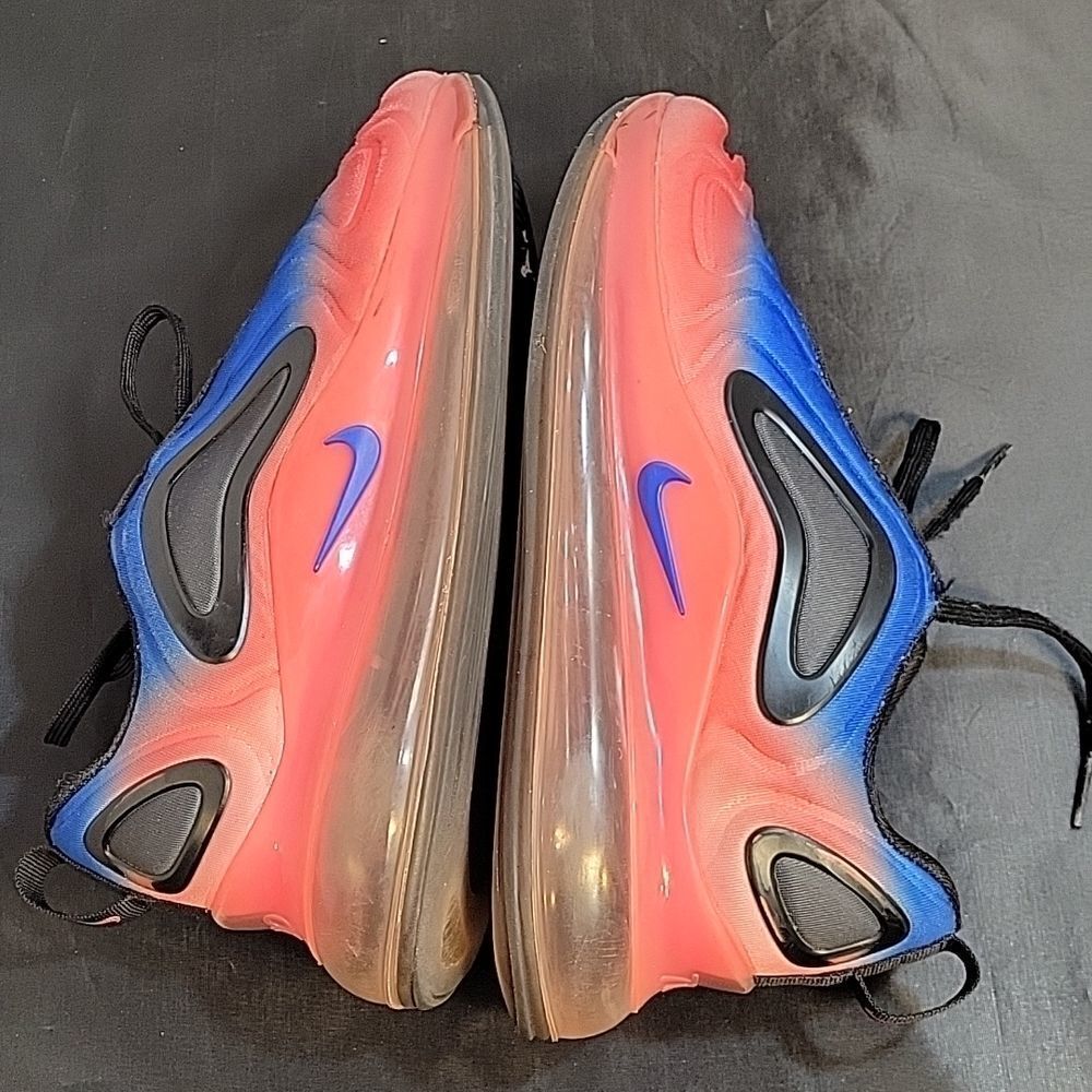 NIKE AIR MAX 720 GS BLACK RACER BLUE LACE-UP CLOSURE SNEAKER G1 - Picture 12 of 15